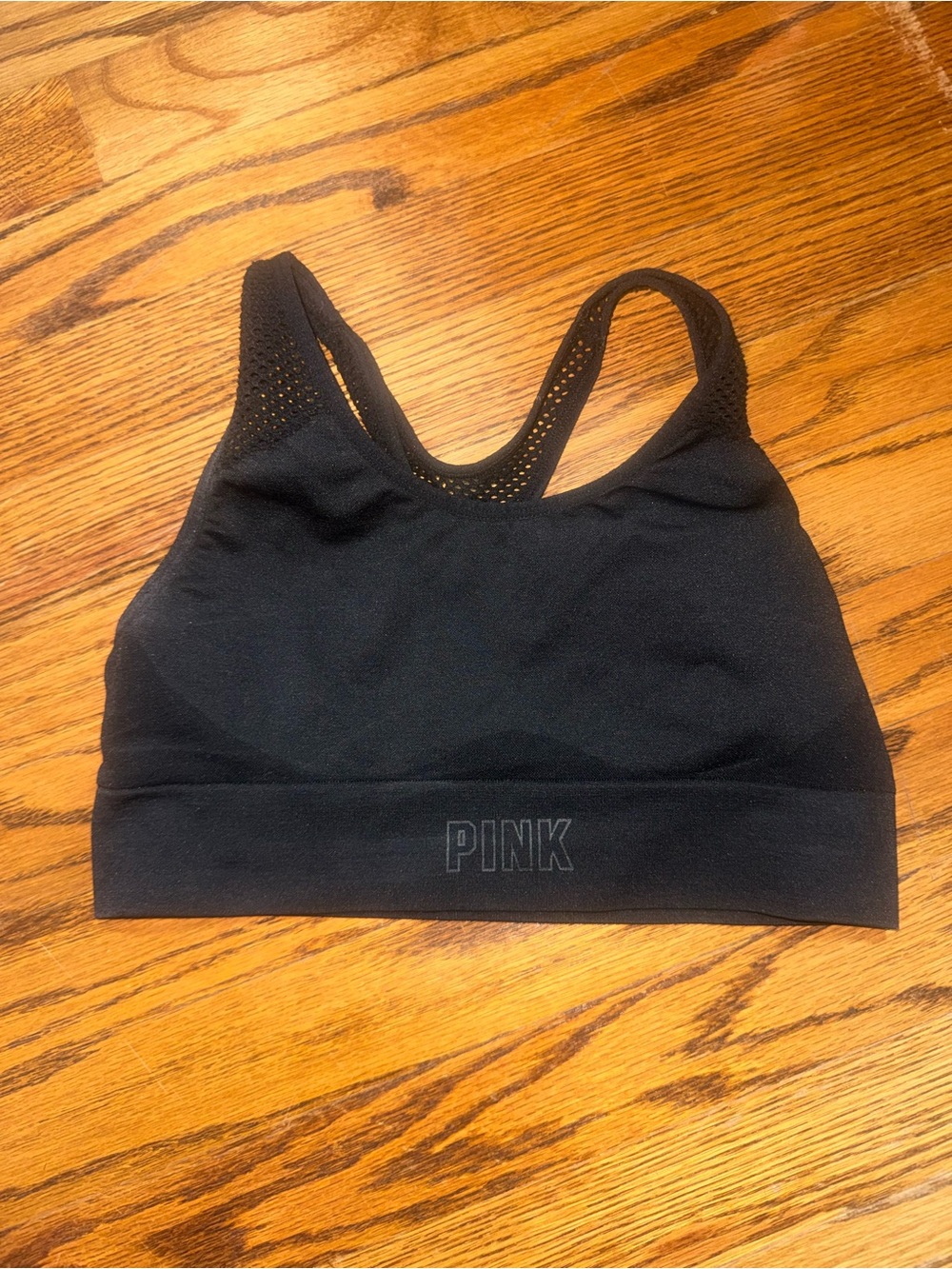 PINK Victoria's Secret Black Seamless Racerback Sports Bra